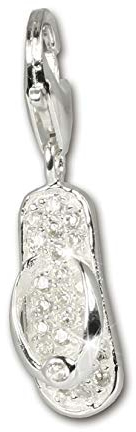 SilberDream Anhänger Charm Flipflop weiß 925 Echt Silber Zirkonia D2FC217W EIN schönes Geschenk zu Weihnachten, Geburtstag, Valentinstag für die Frau