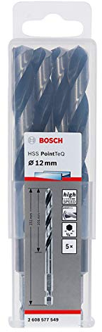 Bosch Professional Set de 10 brocas de vástago hexagonal PointTeQ, para metal, diámetro: 12 mm, vástago hexagonal de ¼, accesorios para taladro de impacto y taladro atornillador