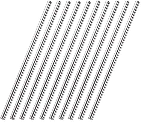 sourcing map 10 Stück 304 Metallstangen Garten, 5mm x 200mm Metallstäbe für DIY Handwerk, Motorrad, Deko, Garten