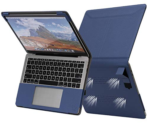 TYTX Custodia Macbook Air 13 Pollici M1 A2337 A2179 A1932, Custodia in Pelle Protettiva Cover Protettiva Cover con Supporto & Ventilato Compatibile per Macbook Air 13 con Retina Display, Blu