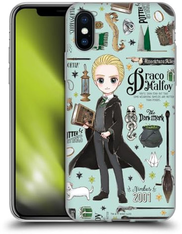 Head Case Designs Officially Licensed Harry Potter Draco Pattern Deathly Hallows XXXVII Gel Case [Military Grade Protection] Compatible with Apple iPhone X/iPhone XS and Compatible with MagSafe