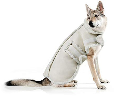 XUANQIFC Winterjacke für Hunde, warm, Winddicht, Dicker Fleecemantel für mittelgroße bis große Hunde (Größe XX-Large) Beige