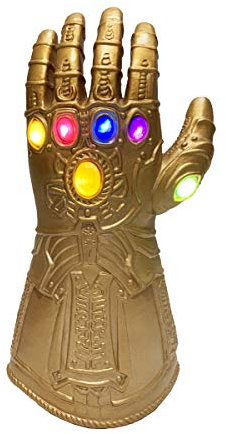 MATU Thanos Gants pour enfant Infinity Guerre Infinity Gauntlet Lumière LED, doré, S