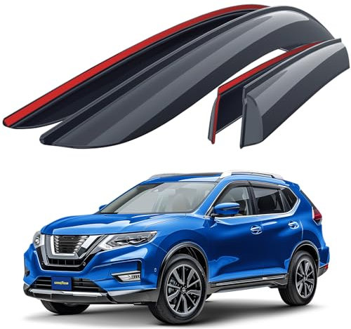 Goodyear Windabweiser für/kompatible mit Nissan X-Trail 2014-2022 (III) - Stick-on Regenabweiser - Autofenster Regenschutz - Ermöglichen Frischluft - Waschstraßenfest - Einfache Montage 4 Set