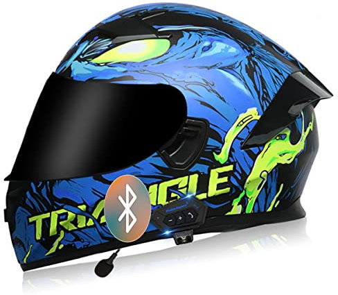 SDFGDFD Bluetooth Motorradhelm Integralhelm Motorradhelm Mopedhelm Comfort, Integralhelm mit Sonnenblende ECE/DOT-zugelassen Motorrad-Integralhelm