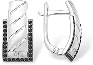 Ohrringe Damenschmuck Creole Sterling Silber schwarze Zirkonia Ohrschmuck Echtschmuck bei Secretforyou