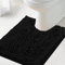 LINFKY Badematten Chenille Badezimmerteppich WC Vorleger Extrem Saugfähige Badteppich Duschvorleger Badvorleger rutschfest Waschbar, 50 x 60 cm (Schwarz)
