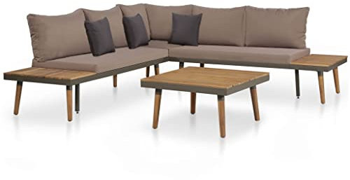 INLIFE 4-TLG. Garten-Lounge-Set mit Auflagen Massivholz Akazie Braun-4240