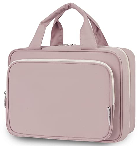 Narwey Kulturbeutel zum Aufhängen Kulturtasche Damen Waschtasche Gross Kosmetiktasche Groß Waschbeutel Kosmetik-Organizer für Damen Mädchen (Altrosa(Groß))
