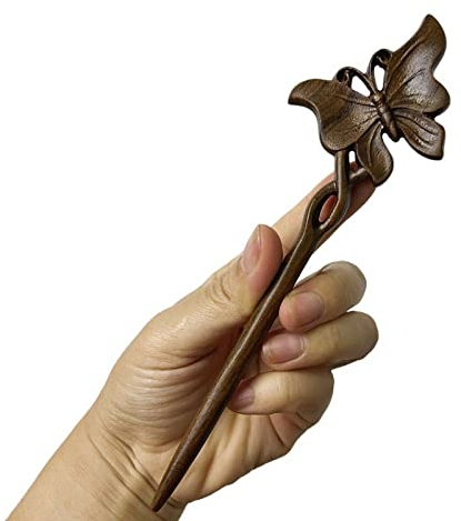 Palillos Para El Cabello Tallados En Madera Para Bollos,Pasadores De Mariposa Para Cabello Grueso,Palillos Para El Cabello De Madera Para Mujer Accesorios Para El Cabello