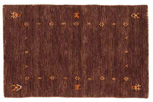 RUG PRINCE Wollteppich Gabbeh Muti 60x90 Handgewebt Braun Einfarbig Handarbeit Zimmer