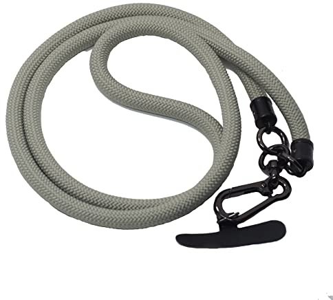 BAWAKO Premium Schlüsselband mit Karabinerhaken, Umhängeband für Schlüssel Namensschild Handy Kamera, Schlüsselanhänger Damen und Herren, Lanyard rund gewebt (Grau L)