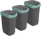 Rotho Twist 3er-Set Mülleimer 25l mit Deckel, Kunststoff (PP) BPA-frei, schwarz/türkis, 3x25l (33.3 x 25.2 x 47.6 cm)
