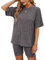 NIUDAU Damen Freizeit Basic 2 Teilig Anzug Sommer Elegant Zweiteiler Outfit Set für Frauen Streetwear Oversize Tracksuit Set Kurzarm Shirt High Waist Shorts