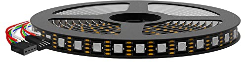 5m WS2815 LED Streifen (WS2812B Nachgerüstete Version), 60LED/s Schwarz inDoor Digital Adressierbare RGB mit IC Flexible Lichtleiste, DC 12V
