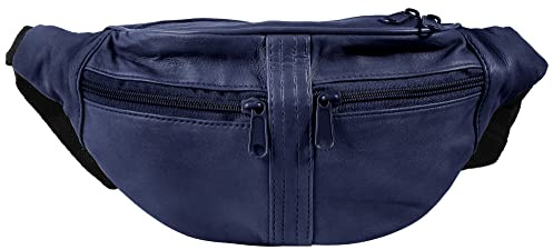 LEONARDO VERRELLI Unisex Hüfttasche Bauchtasche Leder 3900039 (blau)