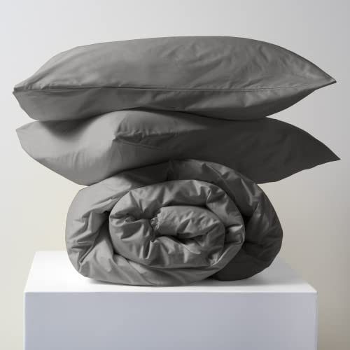 Lisola Bettwäsche-Set für Doppelbett, aus hochwertiger Baumwolle, hergestellt in Italien, Bettbezug 250 x 240 cm + 2 Kissenbezüge 50 x 80 cm, einfarbig, Muster: Tortona, Grisaglia