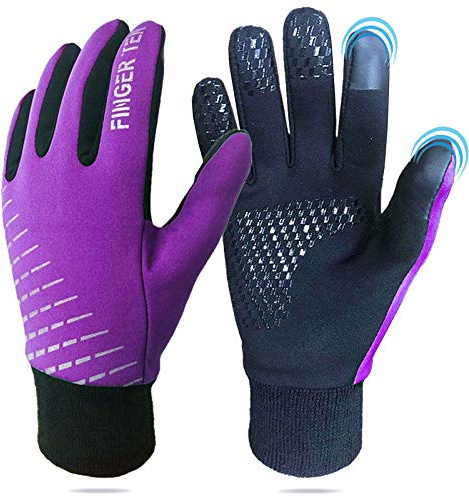 FINGER TEN Kids Winter Cycling Gloves Warm Touchscreen 1 Pair | Boys Girls Full Finger Glove,Thermal Soft Flexible, Non Slip Grip For Better Control, Suitable for Gardening School Outdoor