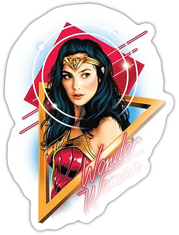 Spreadshirt Wonder Woman 1984 Porträt Sticker, max. 10 x 10 cm, 10 x 10 cm, Weiß glänzend