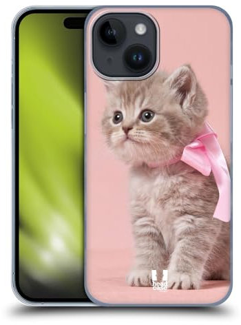 Head Case Designs Kätzchen Mit Rosa Fliege Katzen Harte Rueckseiten Handyhülle Hülle Huelle kompatibel mit Apple iPhone 15