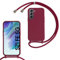 MBSLFY Funda de Silicona para teléfono móvil Samsung Galaxy S21 FE con Correa, cordón de Silicona con cordón extraíble para Colgar, Resistente a los Golpes, Rojo Oscuro