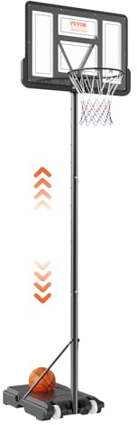 VEVOR Panier de Basket Extérieur Intérieur Portable Réglable en Hauteur 122-305 cm Panneau de Basket 112 cm sur Pied à roulettes avec Base de Lestage pour Adultes Enfants Entraînement de Basket-Ball