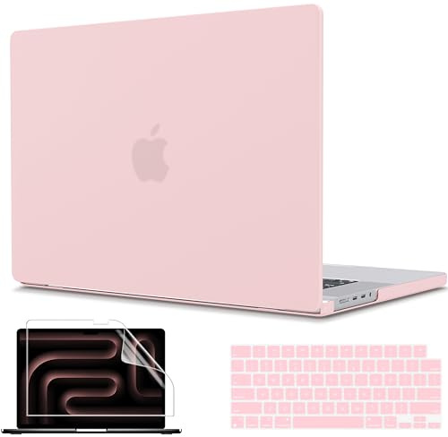 CISSOOK Compatible with MacBook Pro 14mm Case M5 M4 M3 M2 M1 2026-2021 | A3434 A3427 A3426 A3112 A3185 A3401 A2918 A2992 A2779 A2442, 5 in 1 Set Anti-Scratch Hard Keyboard Cover, Baby Pink