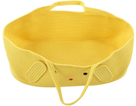 Baby Moses Korb Tragbare Baby Bett Handheld Moses Korb Baumwolle Seil Infant Bett Carrycot Baby Bettwäsche(Gelb)