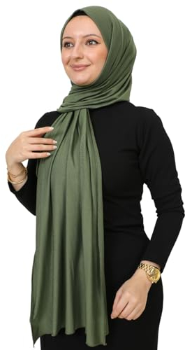 Prien Hijab Kopftuch Für Damen, Frauen Schal Kleider, Modern Kopftücher Weicher Jersey, Muslim Kleid Türkisch Premium Gebetskopftuch, Umrah Geschenk, Hijab Set (Khaki)