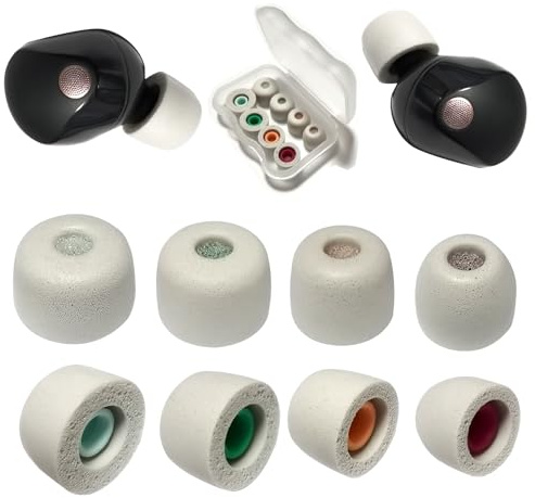 Memory Foam Replacement Earbuds Tips for Sony WF-1000XM5 with Filter Screen | 4 Pairs L/M/S/XS, Sport Anti-slip Earbuds Accessories for Sony Earbuds, Noise Isolating & Comfort Fit, Gray