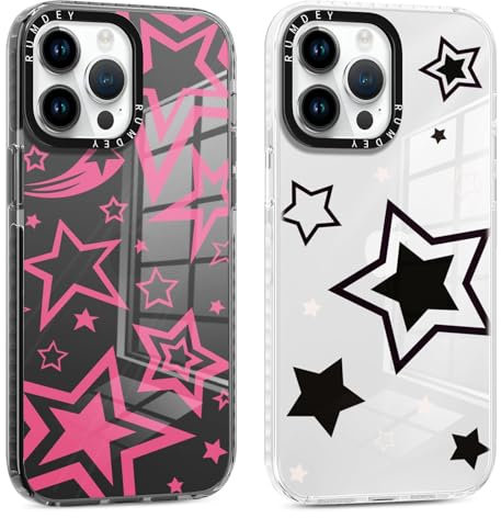 RUMDEY 2 Pack Cute Stars Phone Case for iPhone 11 Pro, Soft Slim Fashion Protective Phone Cover for Women Girly, Shockproof TPU Bumper Cover for iPhone 7