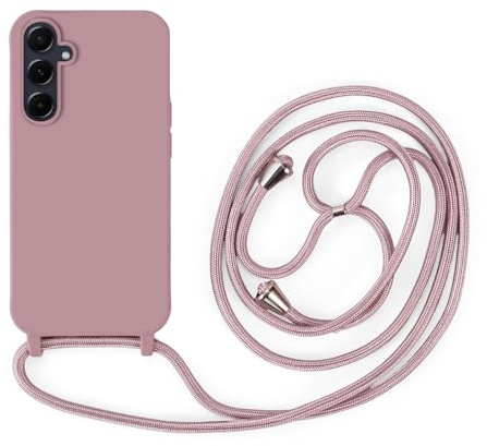Handykette Kompatibel mit Samsung Galaxy A55 | Necklace Hülle mit Band, Handyhülle zum Umhängen | Case mit Handykordel, Stoßfeste Schutzhülle zum Umhängen Kordel | Rosa