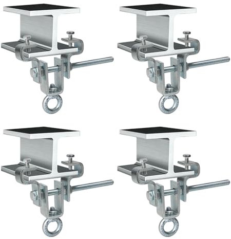 Supaway 4 Stück I-Beam Aufhänger Stahlträgerklemme Boxsack-Zubehör Heavy Duty Steel Perforated Bag Hanger Boxsackaufhänger für Balken Einstellbar von 63 mm bis 220 mm Hält 204 kg Schwerkraft Stand