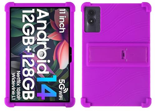 FKQLH Custodia per Blackview Tab 90 Wifi, Silicone Morbido Skin Leggero Custodia Protettiva per Bambini Supporto Cover per Blackview Tab 90 Wifi Tablet 11 Pollici, Viola