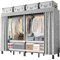 Tragbarer Kleiderschrank mit Stoffbezug, Stoffschrank mit Kleiderstange und Rollen, Faltbarer Kleiderschrank zum Aufhängen von Kleidung, Max 907kg, für Schlafzimmer, Wohnzimmer (hazy gray, 125cm)