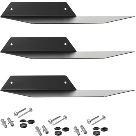 SOTECH 3er Set Design Schwebe-Regal Hover-II 350 x 130 x 40 mm schwarz, Wandmontage, Bücherregal inkl. Befestigungsset, Moderne Ablage für Bad Küche oder Wohnzimmer
