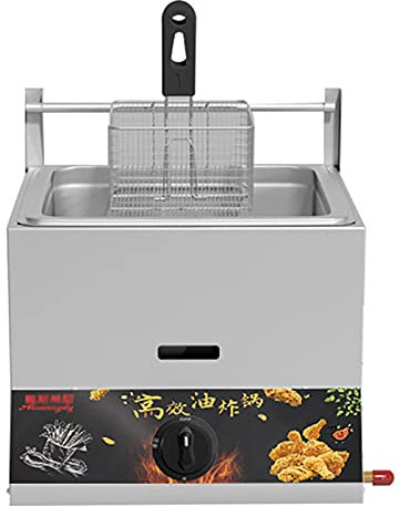 PGKTKCWH Freidora de Gas Comercial de encimera Profunda con Tapa, Cocina de Exterior de Acero Inoxidable, freidora de Pollo para Papas Fritas, Restaurante, Cocina casera