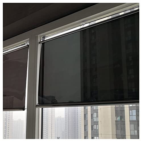 One Way Transparentes Sonnenschutzrollo mit spiegelnder reflektierender Beschichtung für Wärmedämmung und Sonnenschutz, Schwarz/Silber, Anti-UV-Fensterabdeckung, Vorhang (63 x 150 cm)