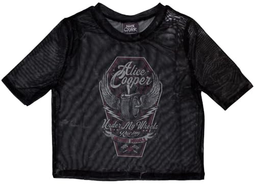 Rock Off officially licensed products Alice Cooper Under My Wheels Mesh Crop Top