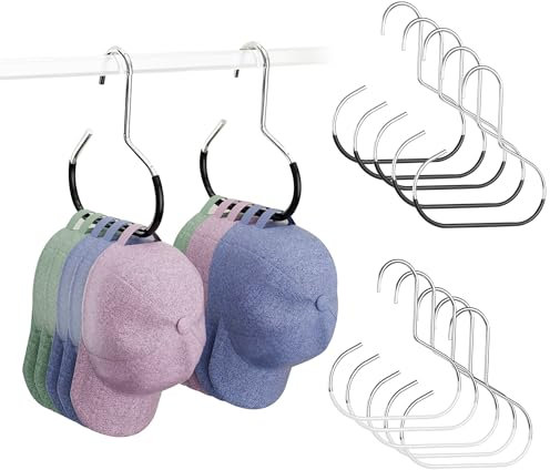 Cap Halter, Kappenhalter Edelstahl, Mützen Aufbewahrung Mini, Cap Organizer Hanging, Mützenhalter Multifunktion, Cap Halterung für Schlafzimmer, Schrank, Büro, Cap Regal 10 Stück(Weiß + Schwarz)
