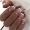 24pcs Short Square French Tip False Nails with Glitter Gold Sequins and Removable Glue-on for Women and Girls - Acrylic Full Cover Fake Nails White Edges