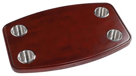 Fockety Rechteckige Tischplatte, 23,62 X 14,96 X 1,18 Zoll, Abnehmbare Arbeitsplatte aus Massivem Hartholz mit 4 Getränkehaltern aus Edelstahl, Schraubenlochbefestigung,