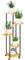 Outsunny Support à plantes à 5 niveaux pour intérieur et extérieur, étagère plante avec 4 roues, porte plantes en acier et bois pour jardin, terrasse, balcon, salon, bois naturel