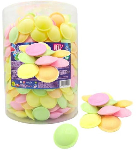 Sour Mix Flying Saucers – 625g Bulk Retro Sweets Jar – Fizzy Sherbet Candy – Party & Pick n Mix Favourite