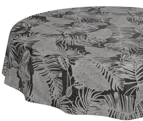 Wachstuchtischdecke Tischdecke abwaschbar Wachstischdecke pflegeleicht wasserabweisend Lotuseffekt Gartentischdecke Nachttropik Rund 140 cm Schnittkante