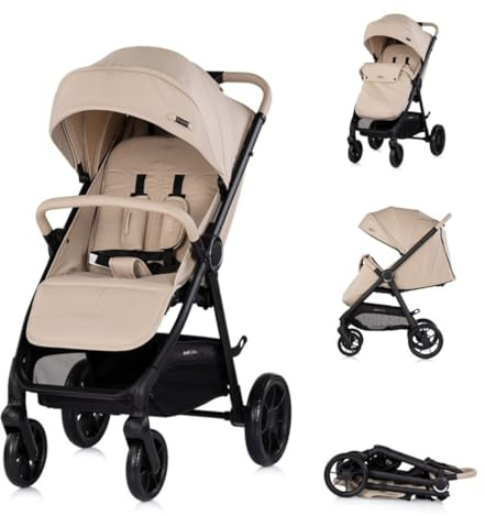 Chipolino Kinderwagen Ultera Buggy klappbar Korb Federung Hinterradbremse Gurt braun