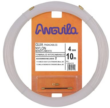Anguila | Guía Pasacables | Terminales Intercambiables | Monofilamento | Nylon | Color Blanco | Diámetro 4mm | 10 metros