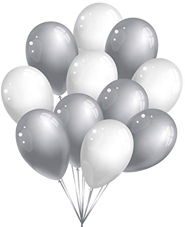 Premium Luftballons in Silber Weiß - Made in DE - 100% Naturlatex & 100% biologisch abbaubar - 50 Stück - Geburtstag Party Karneval - für Helium geeignet - twist4®