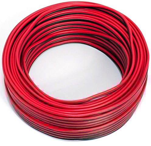 Cable de altavoz 2 x 0,50 mm2 – 25 m – rojo y negro – CCA – Cable de audio – Cable de caja