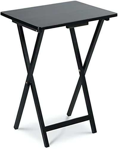 PJ Wood Folding TV Tray & Snack Table - Black
